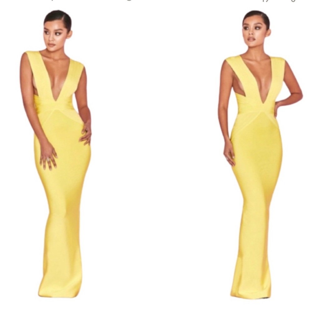 House of CB London Yellow Ysabel Bandage Dress